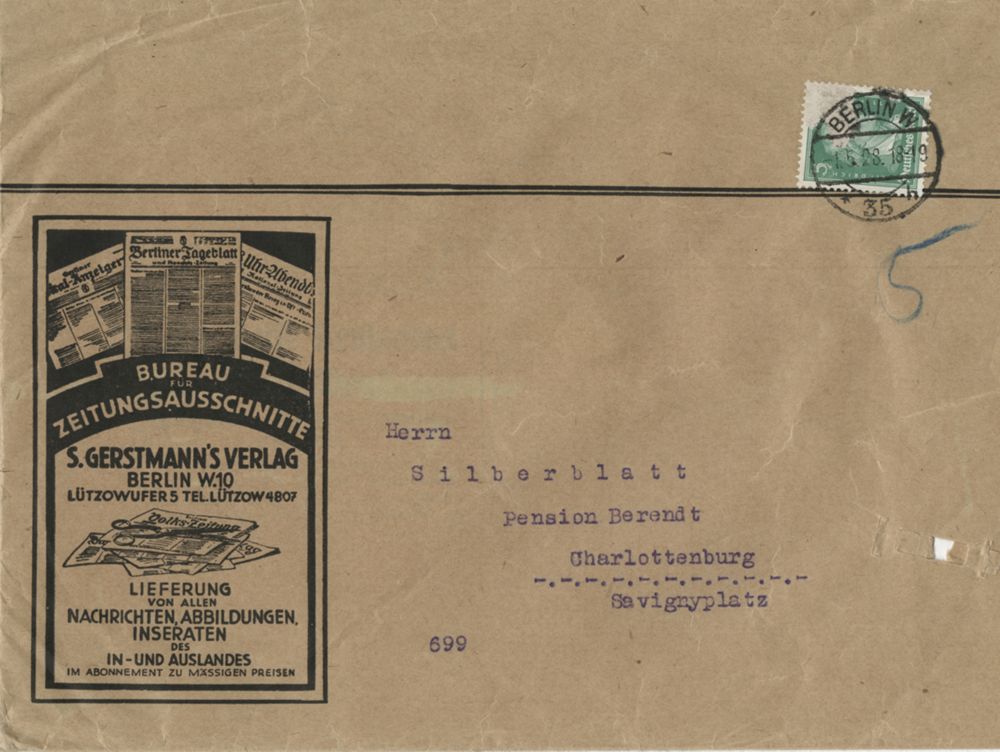 Collection of German newspaper clippings with reviews of GOSET guest performances in Berlin, 1928